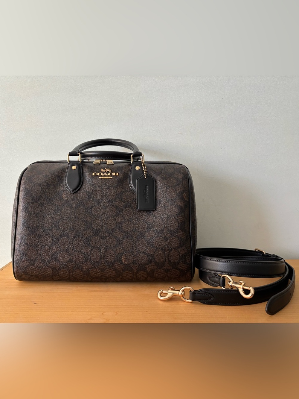 Coach Large Rowan Walnut Signature Canvas - OG STYLE